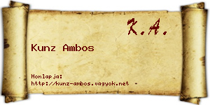 Kunz Ambos névjegykártya